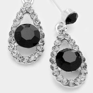 Jet Black Genuine Austrian Crystal Droplet Earring